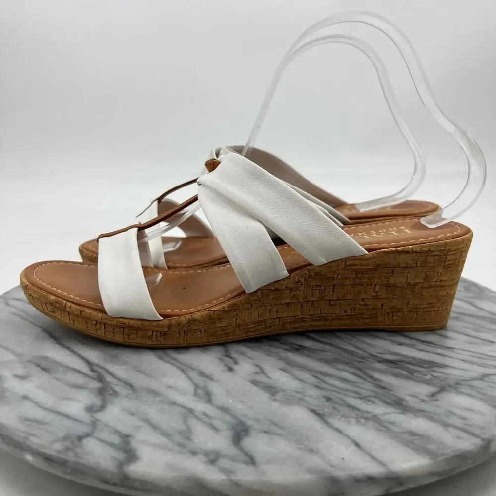 Italian Shoemakers‎ Womens 10 Sandals Slip On Wedge Heel Elastic Gore Straps